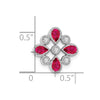 14k White Gold Pear Ruby and Diamond Chain Slide