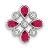 14k White Gold Pear Ruby and Diamond Chain Slide