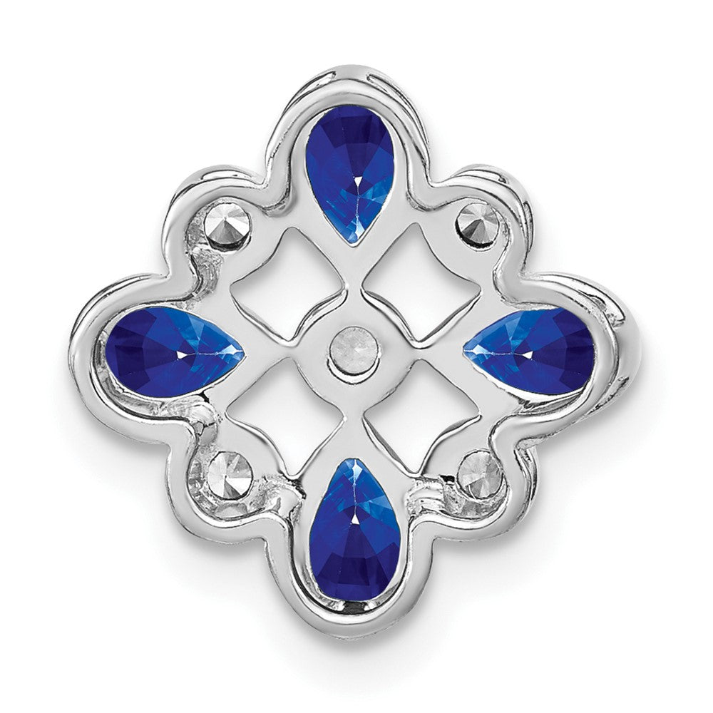 14k White Gold Pear Sapphire and Diamond Chain Slide