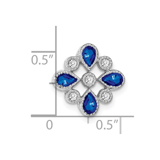 14k White Gold Pear Sapphire and Diamond Chain Slide