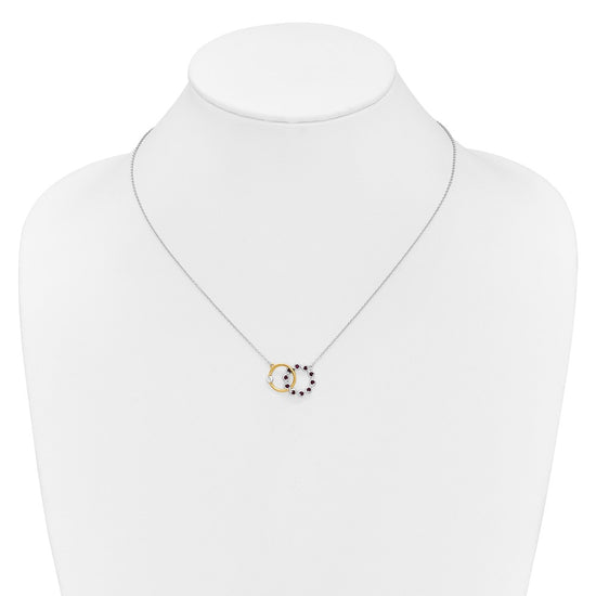14k Two-tone Ruby and Diamond Interlocked Rings 18 inch Necklace