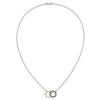 14k Two-tone Sapphire and Diamond Interlocked Rings 18 inch Necklace