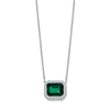 14k White Gold Octagon Lab Created Emerald and Diamond East-West Halo 18 inch Necklace
