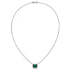 14k White Gold Octagon Lab Created Emerald and Diamond East-West Halo 18 inch Necklace