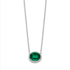 Oval Created Gemstone and Diamond Halo Necklaces