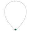 Oval Created Gemstone and Diamond Halo Necklaces