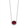 Oval Created Gemstone and Diamond Halo Necklaces