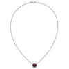 Oval Created Gemstone and Diamond Halo Necklaces