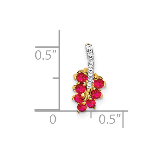 14k Ruby and Diamond Leaf Chain Slide