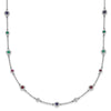 14k White Gold Ruby/Sapphire/Emerald/White Topaz 18 inch Station Necklace