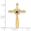 14k July/Lab Created Ruby Cross with Heart Chain Slide