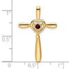 14k January/Garnet Cross with Heart Chain Slide