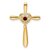 14k January/Garnet Cross with Heart Chain Slide