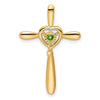 14k August/Peridot Cross with Heart Chain Slide