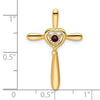 14k June/Rhodolite Garnet Cross with Heart Chain Slide
