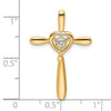 14k April/White Topaz Cross with Heart Chain Slide