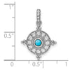 14k White Gold Turquoise and White Topaz Pendant