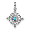 14k White Gold Turquoise and White Topaz Pendant