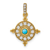 14k Turquoise and White Topaz Pendant