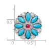 14k White Gold Turquoise/Lab Created Ruby/White Topaz Floral Chain Slide