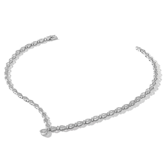 14k White Gold 2 3/4 carat Lab Grown Diamond VS/SI+ G+ 17 inch Fashion Teardrop Necklace