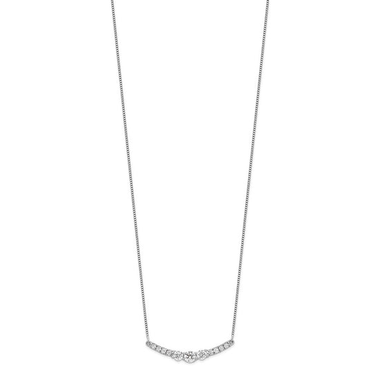 14k White Gold 3/4 carat Lab Grown Diamond VS/SI+ G+ Complete 18 inch Fashion Bar Necklace