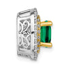 14k Two Tone 1/2 carat Lab Grown Diamond VS/SI+ G+ and Lab Created Emerald Chain Slide Pendant