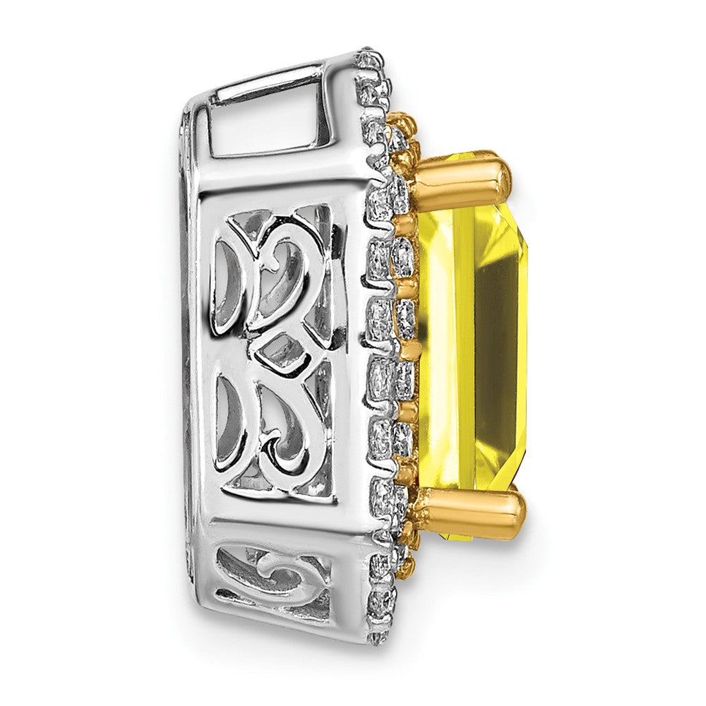 Emerald Cut Gemstone & Diamond Chain Slides