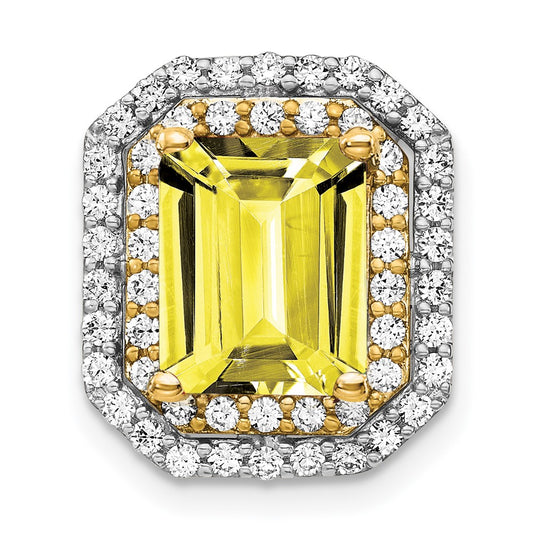 Emerald Cut Gemstone & Diamond Chain Slides