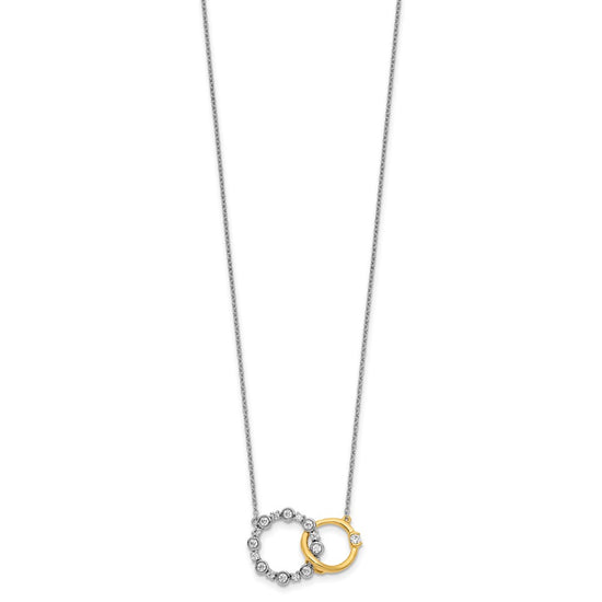 14k Two-tone 3/8 carat Lab Grown Diamond VS/SI+ G+ Interlocking Circle 18 inch Necklace