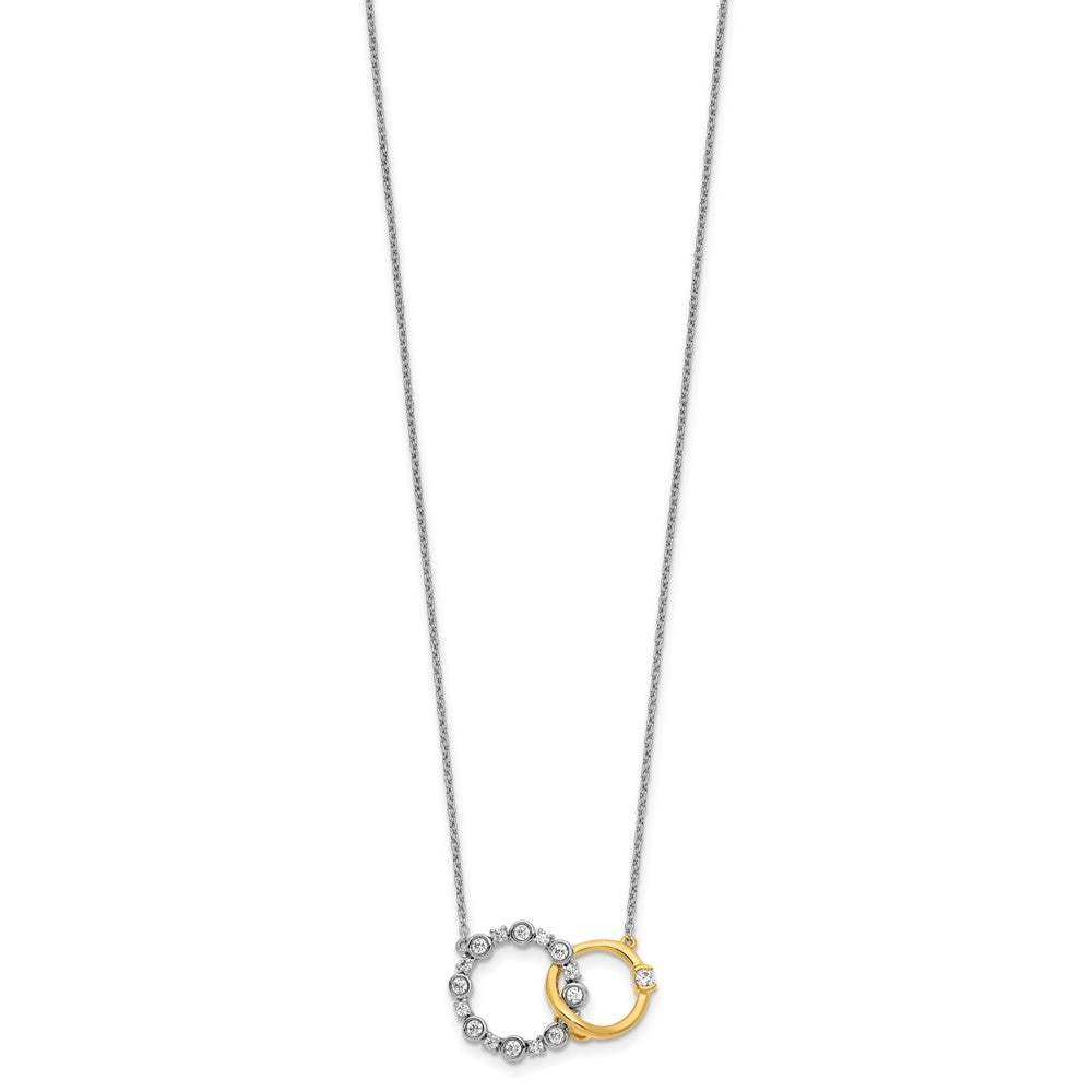 14k Two-tone 3/8 carat Lab Grown Diamond VS/SI+ G+ Interlocking Circle 18 inch Necklace
