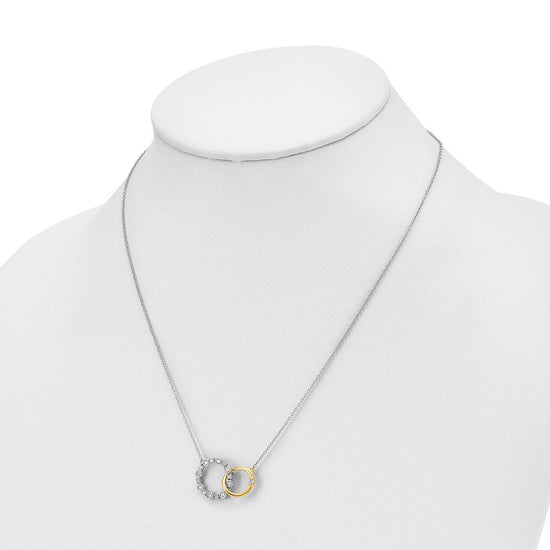 14k Two-tone 3/8 carat Lab Grown Diamond VS/SI+ G+ Interlocking Circle 18 inch Necklace
