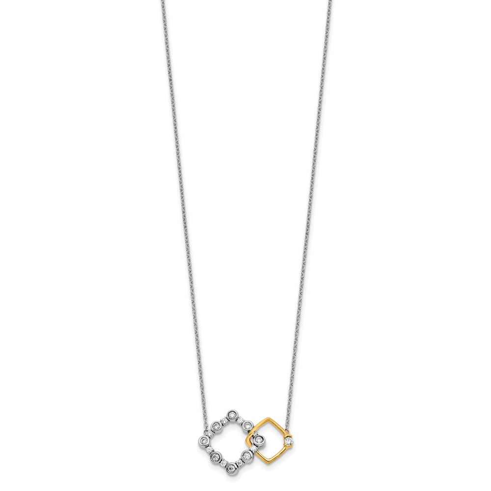 14k Two-tone 3/8 carat Lab Grown Diamond VS/SI+ G+ Interlocking Square 18 inch Necklace