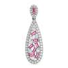 Pure Serenity 14k White Gold 7/8 carat Lab Grown Diamond VS/SI+ G+ and Lab Created Pink Sapphire Teardrop Dangle Pendant