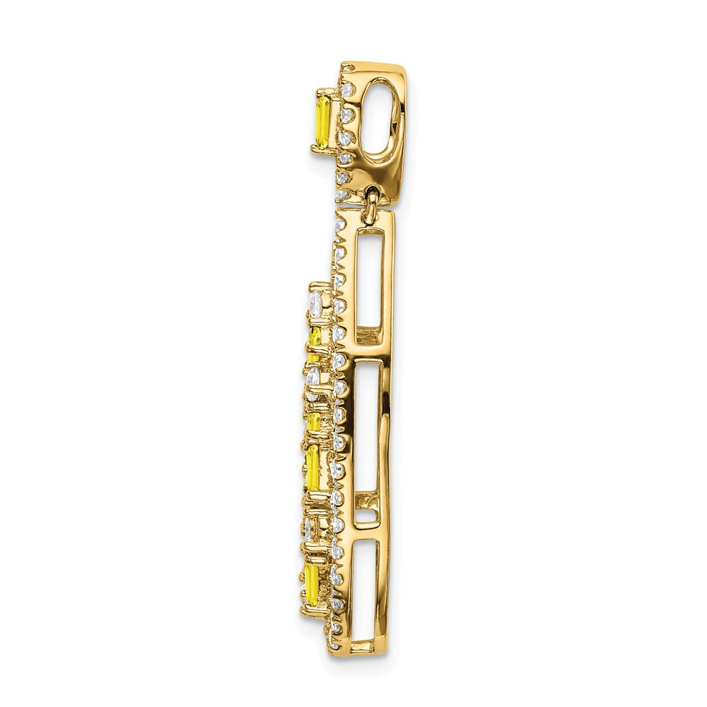 14k White Gold 7/8 carat Lab Grown Diamond VS/SI+ G+ and Lab Created Yellow Sapphire Chain Slide Pendant