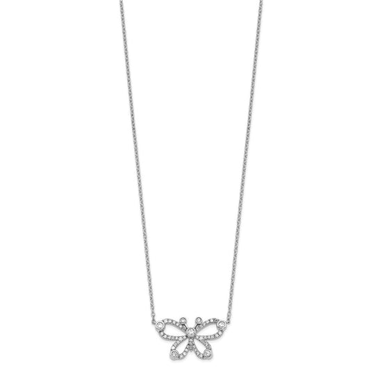 14k White Gold 1/4 carat Lab Grown Diamond VS/SI+ G+ Complete 18 inch Butterfly Necklace
