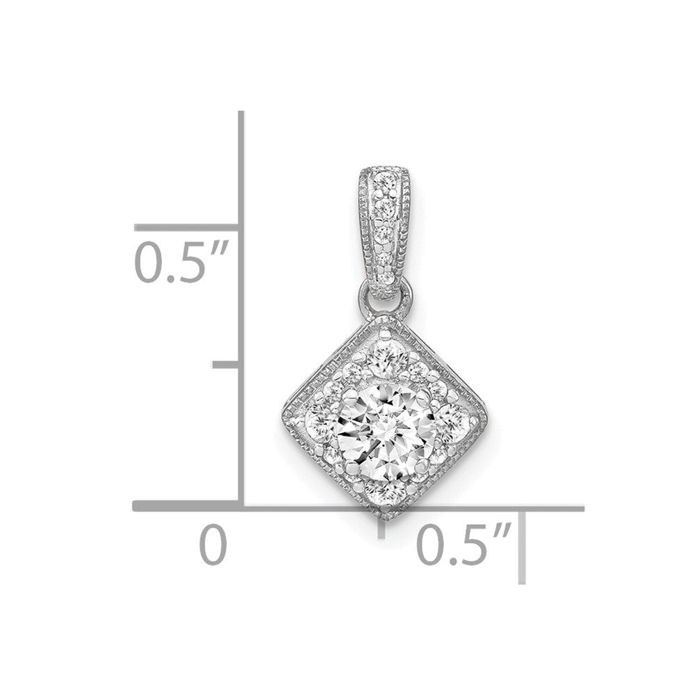 14k White Gold 1/2 carat Lab Grown Diamond VS/SI+ G+ Square Complete Vintage Pendant