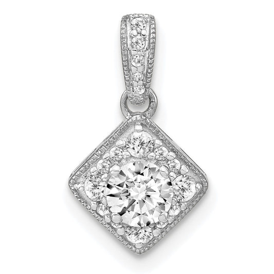 14k White Gold 1/2 carat Lab Grown Diamond VS/SI+ G+ Square Complete Vintage Pendant