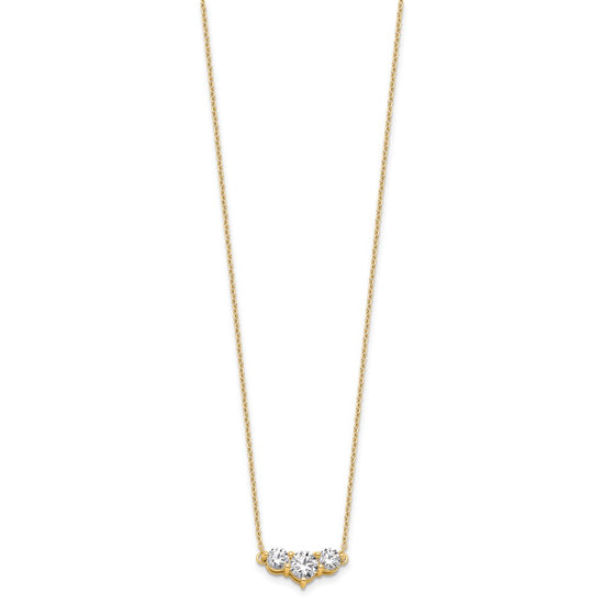 Gold Lab Grown Diamond 3-Stone Necklace
