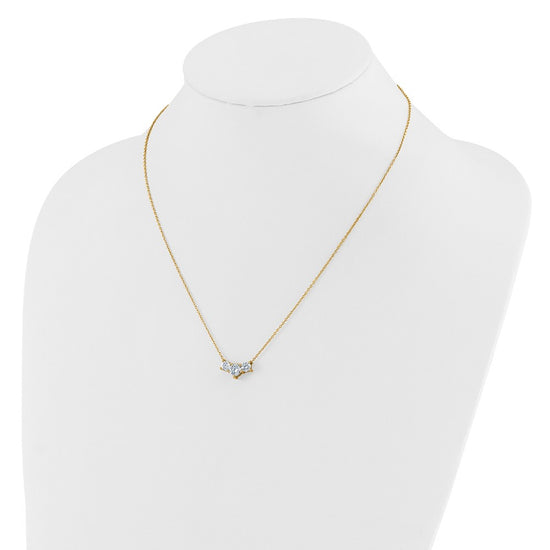 Gold Lab Grown Diamond 3-Stone Necklace