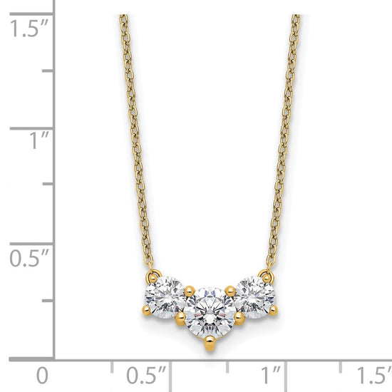 Gold Lab Grown Diamond 3-Stone Necklace