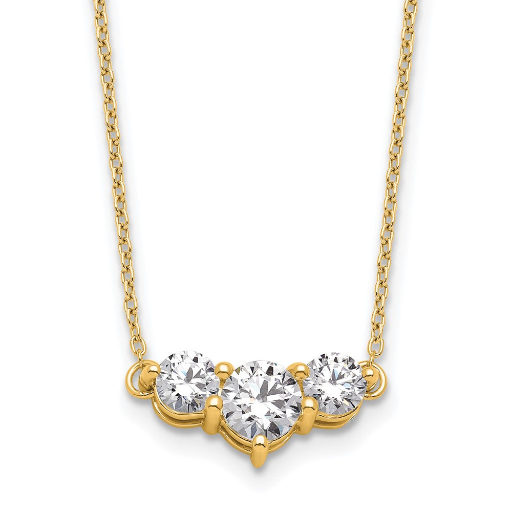 Gold Lab Grown Diamond 3-Stone Necklace