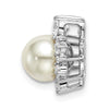 14k White Gold 1/3 carat Lab Grown Diamond VS/SI+ G+ and 7.00 mm Freshwater Cultured Pearl Chain Slide Pendant