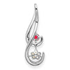 14k White Gold 6-7mm Round White Freshwater Cultured Pearl/Ruby/Diamond Slide Fits up to 4mm Fancy Omega Only