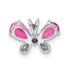 14k White Gold Pear Pink Tourmaline and Diamond Butterfly Chain Slide