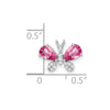 14k White Gold Pear Pink Tourmaline and Diamond Butterfly Chain Slide