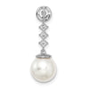 14k White Gold 8-9mm Round White Freshwater Cultured Pearl and Diamond Chain Slide