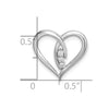 14k White Gold Diamond Polished 3-Stone Heart Chain Slide