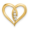 14k Diamond Polished 3-Stone Heart Chain Slide