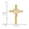 14k Polished Cross with Heart Diamond Chain Slide